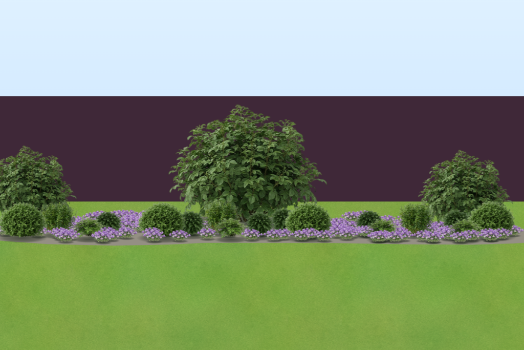 Romantic perennial border in spring