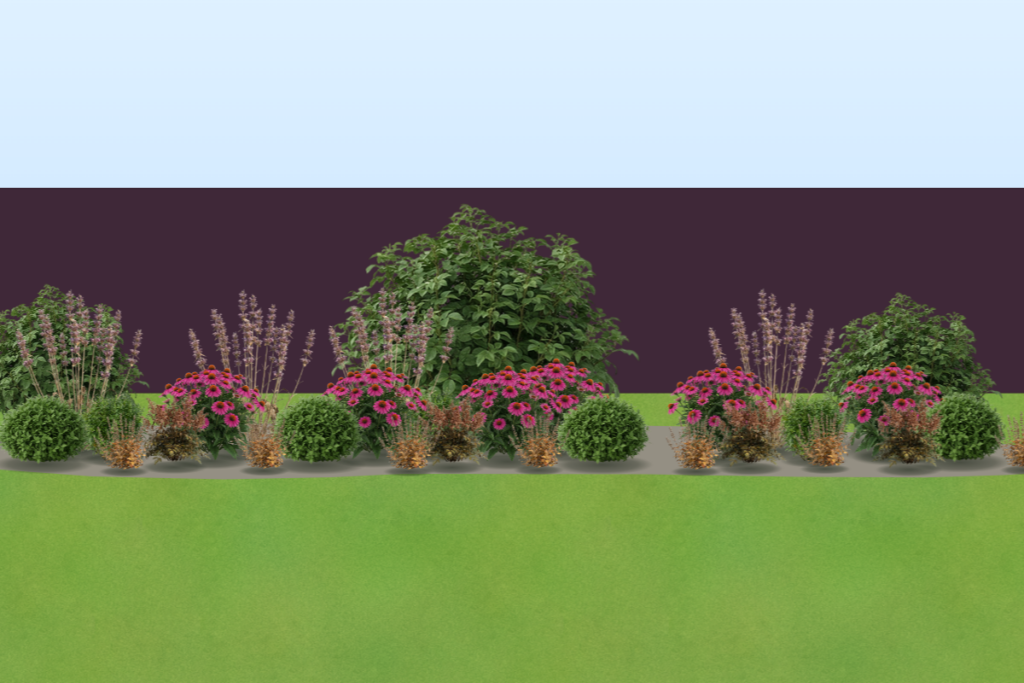 Romantic perennial border in autumn