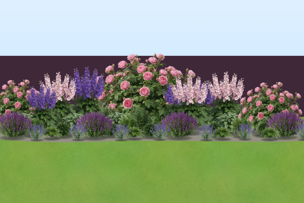 Romantic perennial border in summer